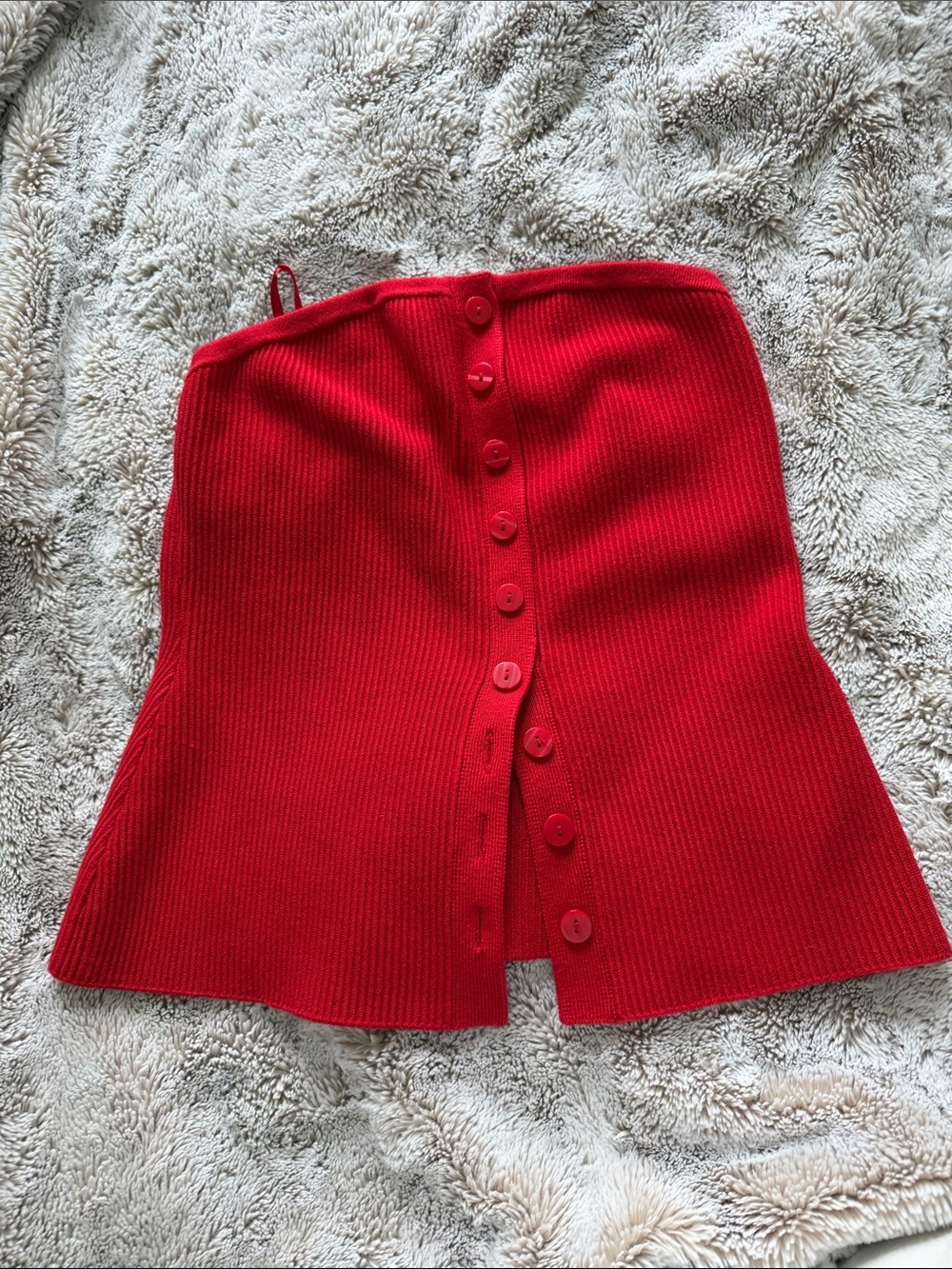 Abercrombie & Fitch Red Ribbed Button-Front Mini Skirt